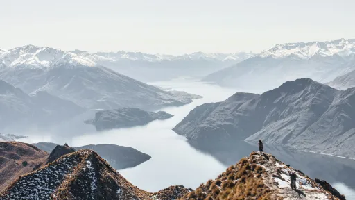 Roys Peak New Zealand: landscape photography of river between hills